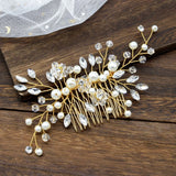 Crystal Bride Pearl Flower Headband Hair Comb Bridal Wedding Hair Accessories