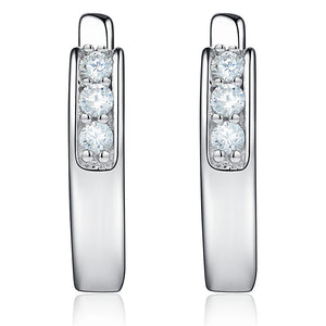 925 Silver Crystal CZ Tiny Clip Earrings for Women