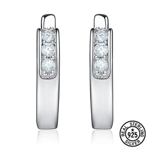925 Silver Crystal CZ Tiny Clip Earrings for Women