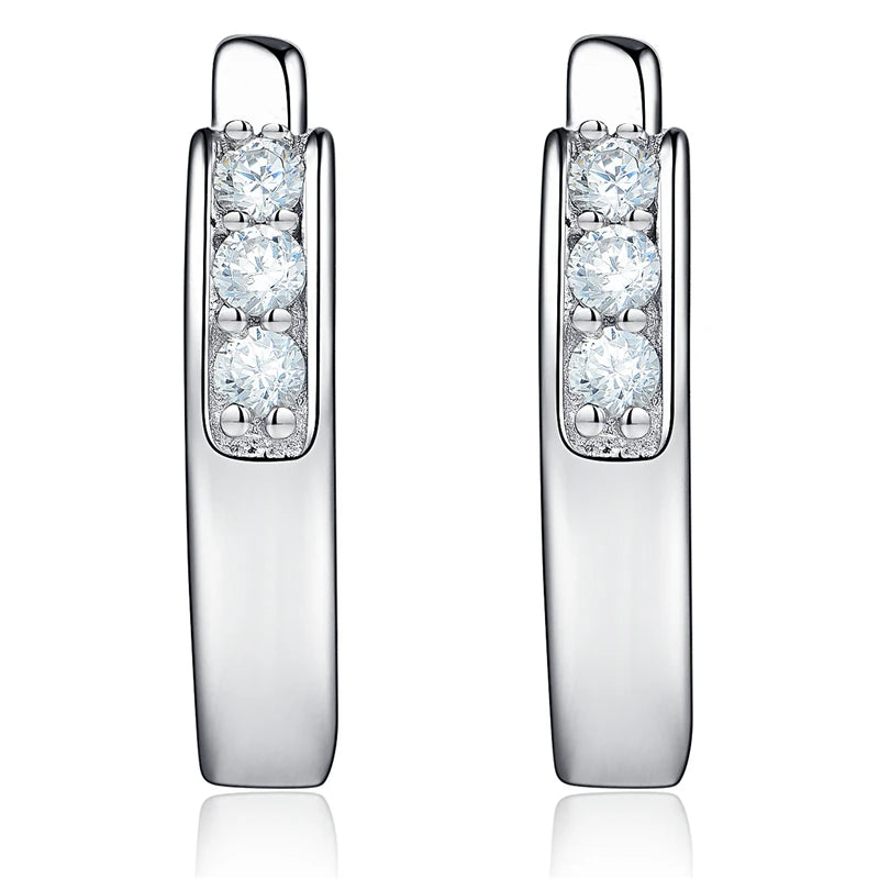 925 Silver Crystal CZ Tiny Clip Earrings for Women
