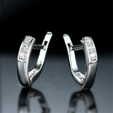 925 Silver Crystal CZ Tiny Clip Earrings for Women