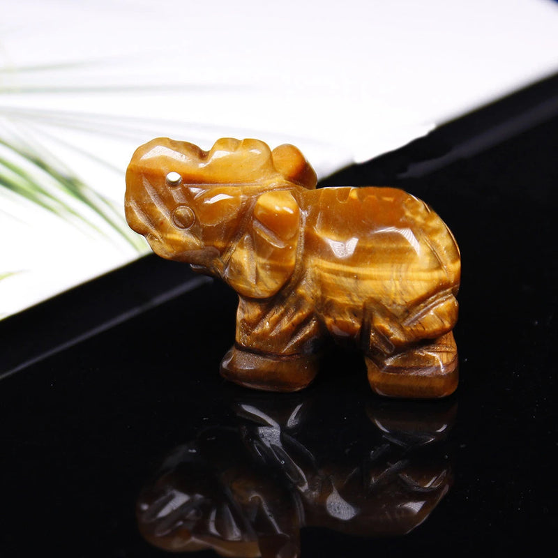 Crystal Elephant Ornament Tiger Eye Stone