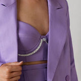Crystal Chest Bracket Harness Body Chain Bra Top Lingerie Jewelry