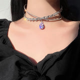 Crystal Choker Necklaces Rhinestone Water Drop Pendant Jewelry
