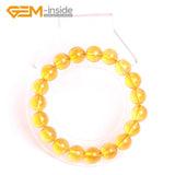 Crystal Citrines Beads Bracelets For Women Gift Elastic Stretch Bangle