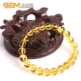 Crystal Citrines Beads Bracelets For Women Gift Elastic Stretch Bangle
