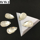 Crystal Drop Glass Stones Teardrop Sew On Flatback 2 Holes 7x12mm-22x38mm