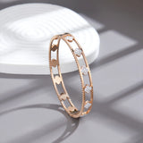 Crystal Clover Stainless Steel Bracelet Lucky Bilezik for Women
