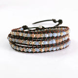 Colorful Crystal Winding Bracelet Multilayer Leather Rope Braided Bangle