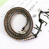 Colorful Crystal Winding Bracelet Multilayer Leather Rope Braided Bangle