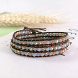 Colorful Crystal Winding Bracelet Multilayer Leather Rope Braided Bangle