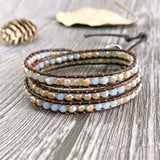 Colorful Crystal Winding Bracelet Multilayer Leather Rope Braided Bangle