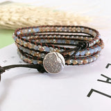 Colorful Crystal Winding Bracelet Multilayer Leather Rope Braided Bangle