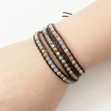 Colorful Crystal Winding Bracelet Multilayer Leather Rope Braided Bangle