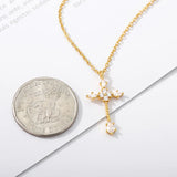 Crystal Cross Necklace Stainless Steel Chain Religion Pendant Couple Jewelry