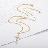 Crystal Cross Necklace Stainless Steel Chain Religion Pendant Couple Jewelry