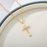 Crystal Cross Necklace Stainless Steel Chain Religion Pendant Couple Jewelry