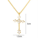 Crystal Cross Necklace Stainless Steel Chain Religion Pendant Couple Jewelry