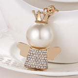 Crystal Crown Angel Keychain Bag Ring Holder for Women Purse Charm Gift