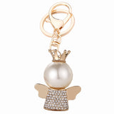 Crystal Crown Angel Keychain Bag Ring Holder for Women Purse Charm Gift