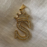 Crystal Crown Necklace Initial Letter Necklaces Hip Hop Alphabet Pendant