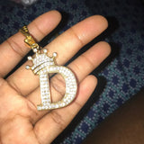 Crystal Crown Necklace Initial Letter Necklaces Hip Hop Alphabet Pendant