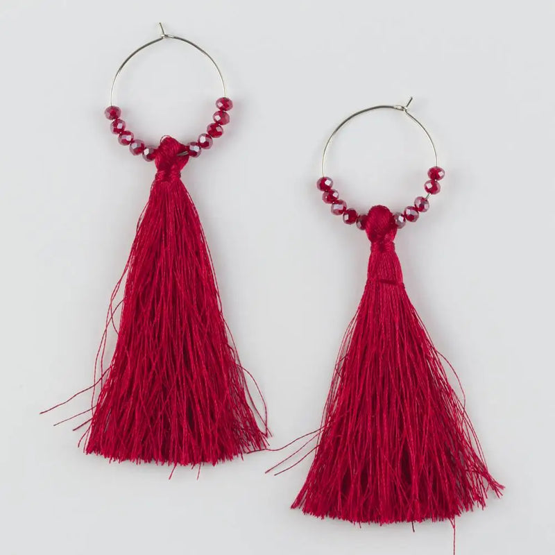 Crystal CZ Ring Tassel Earrings