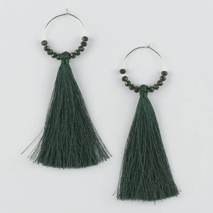 CZ Ring Tassel Earrings