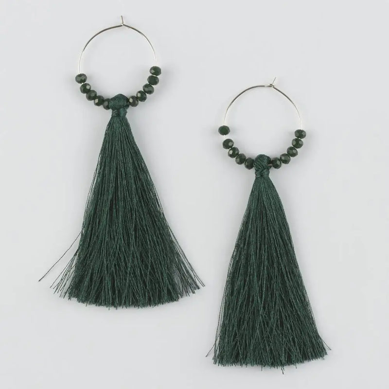 CZ Ring Tassel Earrings