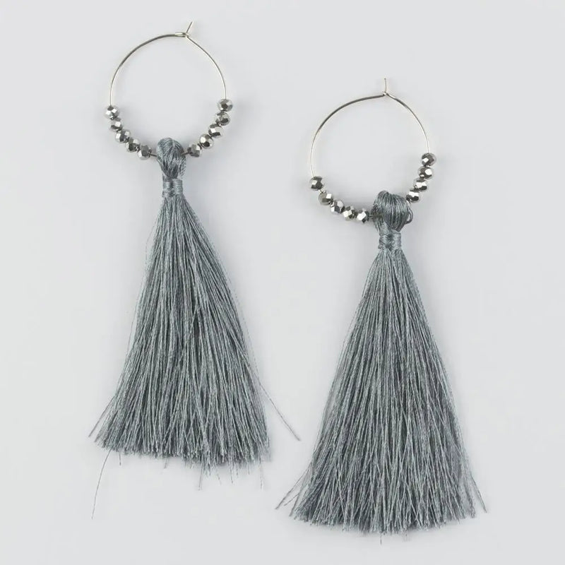 CZ Ring & Tassel Earrings Set