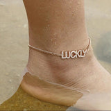 Crystal Name Anklet,Boho Beach Ankle Bracelets,Diamond Zircon Jewelry