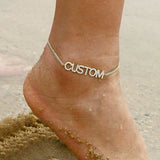 Crystal Name Anklet,Boho Beach Ankle Bracelets,Diamond Zircon Jewelry