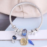 Crystal Cat Stainless Steel Heart Love Cuff Bangles for Women