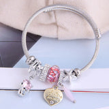 Crystal Cat Stainless Steel Heart Love Cuff Bangles for Women