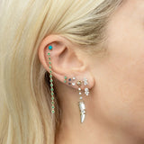 925 Sterling Silver Crystal Dangle Stud Earrings for Women Party Wedding