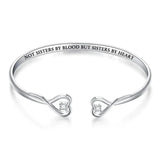 Crystal Double Heart Bowknot Bracelet Engraved Bangle