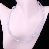 Crystal Double Necklace Silver Choker High Boho