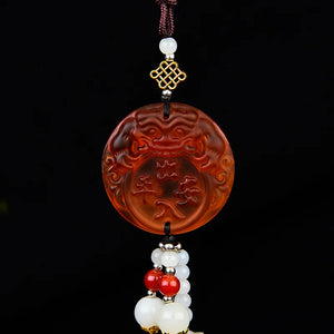 Crystal Double Tassel Pendant Rearview Mirror Hanging Ornament
