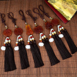 Crystal Double Tassel Pendant Rearview Mirror Hanging Ornament
