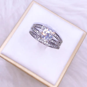 Crystal Double-layer Engagement Ring Women Jewelry