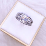 Crystal Double-layer Engagement Ring Women Jewelry
