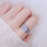 Crystal Double-layer Engagement Ring Women Jewelry
