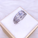 Crystal Double-layer Engagement Ring Women Jewelry