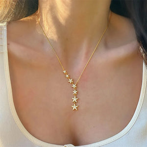 Crystal Star Necklace Snowflake Pendant Women Christmas Jewelry