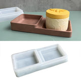 Crystal Epoxy Mold Double Square Tray Mold Fruit Storage Plate Decoration Mold