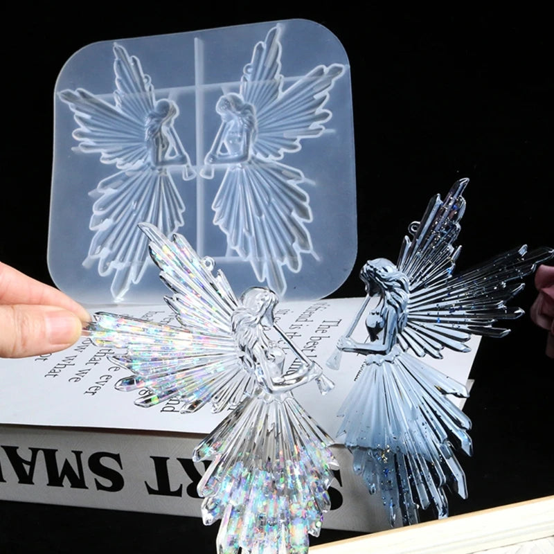 Epoxy Resin Mold Girl with Flute Angel Mirror Silicone Mould
