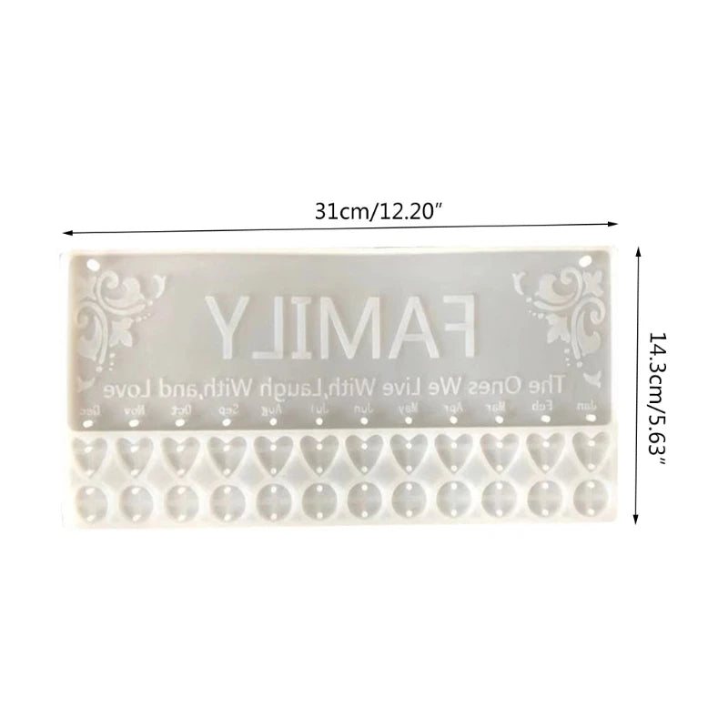 Silicone Mould Love Heart Pendant Wall Calendar DIY Crafts