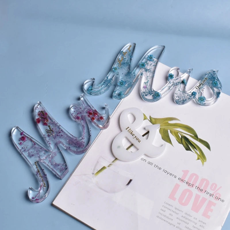 MR&MRS Words Crystal Resin Mold DIY Pendant Making Tools