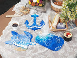 Marine Series Epoxy Resin Mold Anchor Turtle Whale Tray Mirror Swing Table