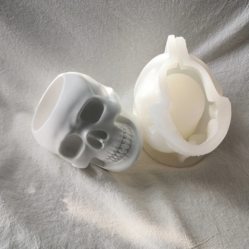 Skull Flower Pot Silicone Mold for Resin Plaster Polymer